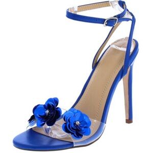 Blue flower heels open toe